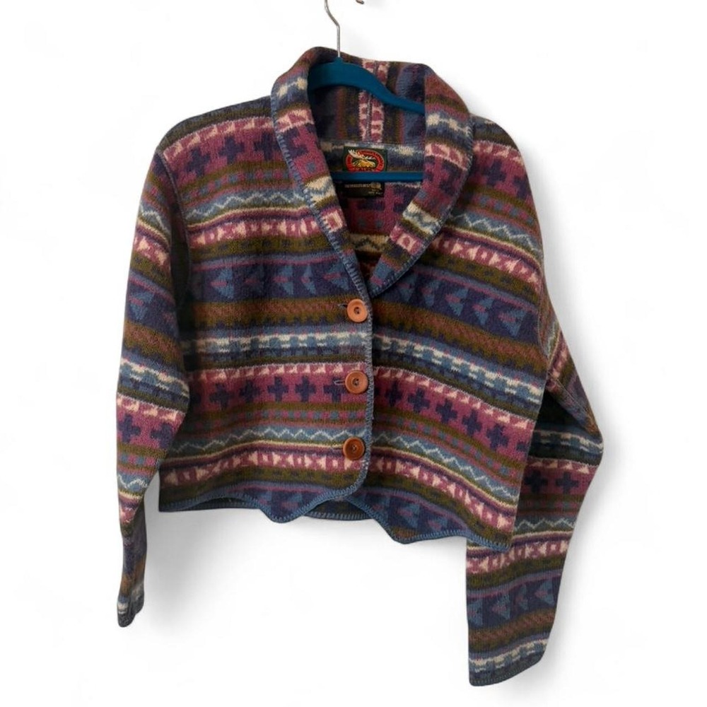 Vintage Alps 100% Wool Southwestern Aztec Cardigan Jacket